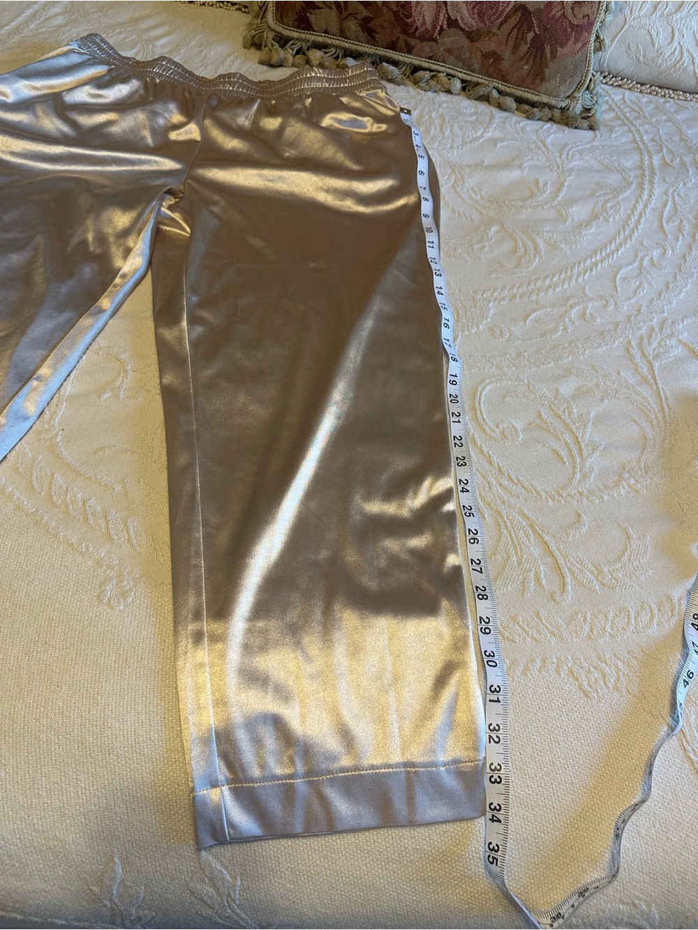 EUC Metallic Wide-Leg Lounge Pants - Silver Taupe So comfortable statement piece - Picture 3 of 9